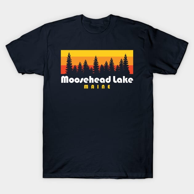 Moosehead Lake Maine Retro Sunset T-Shirt by PodDesignShop